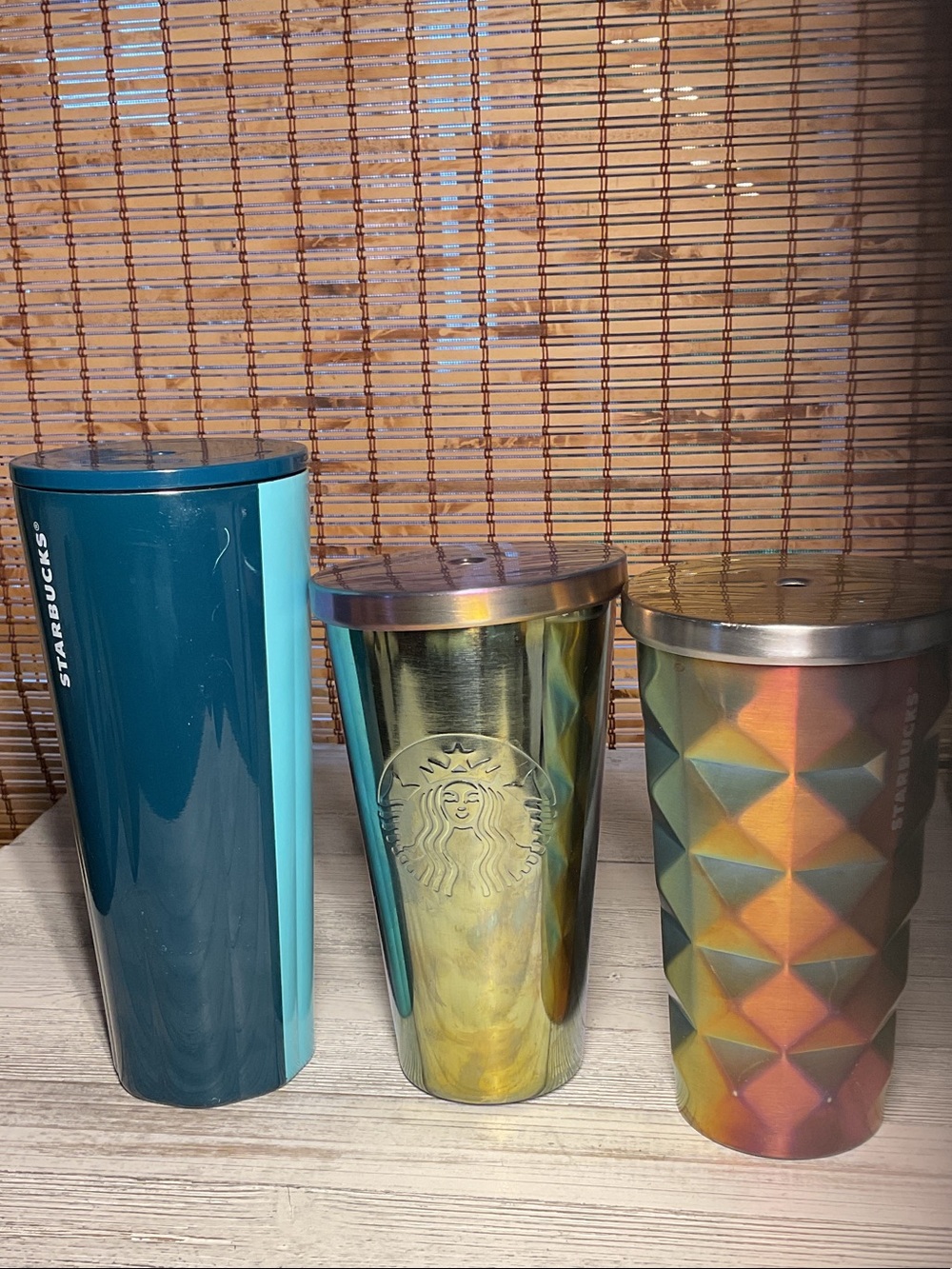 Starbucks Stainless Steel Travel Tumblers - Teal, Gold, Iridescent